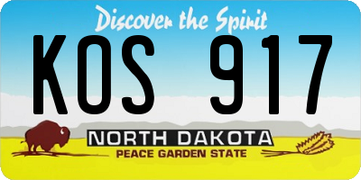 ND license plate KOS917