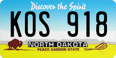 ND license plate KOS918