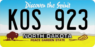 ND license plate KOS923