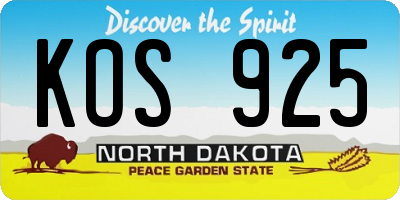 ND license plate KOS925