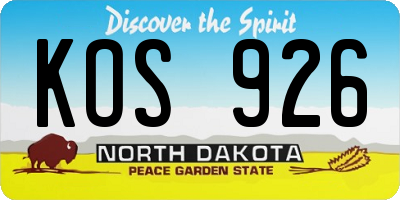 ND license plate KOS926