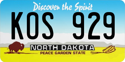 ND license plate KOS929