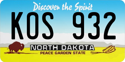 ND license plate KOS932