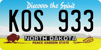 ND license plate KOS933