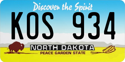 ND license plate KOS934