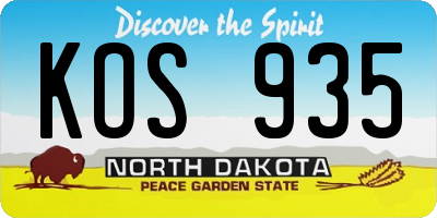 ND license plate KOS935