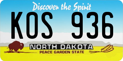 ND license plate KOS936