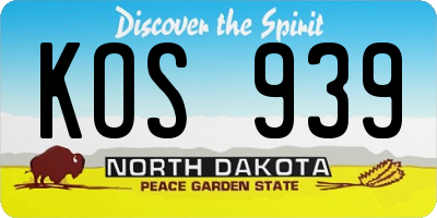 ND license plate KOS939