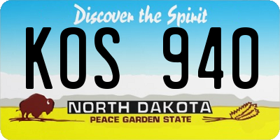 ND license plate KOS940
