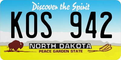 ND license plate KOS942