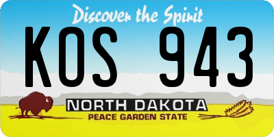 ND license plate KOS943