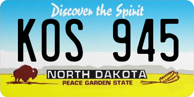 ND license plate KOS945