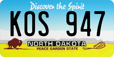 ND license plate KOS947