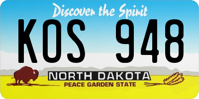 ND license plate KOS948