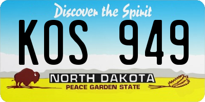 ND license plate KOS949