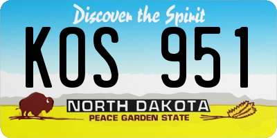 ND license plate KOS951