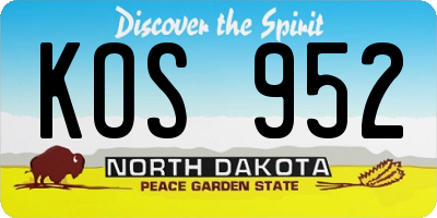 ND license plate KOS952