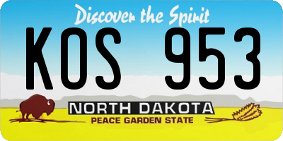 ND license plate KOS953