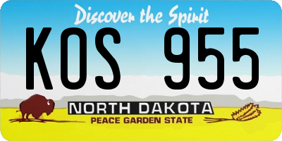 ND license plate KOS955