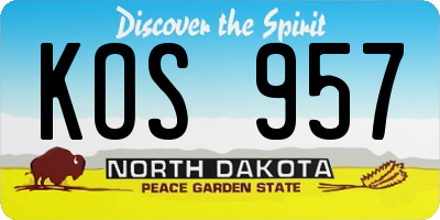 ND license plate KOS957