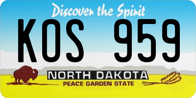 ND license plate KOS959