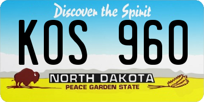 ND license plate KOS960