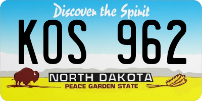 ND license plate KOS962