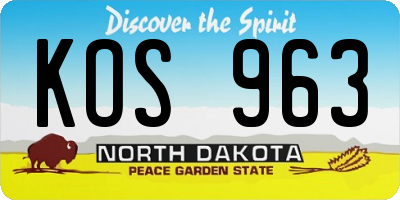 ND license plate KOS963