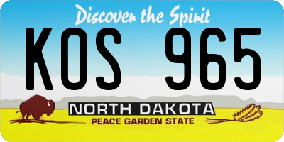 ND license plate KOS965