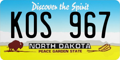 ND license plate KOS967