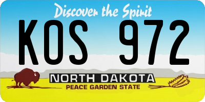 ND license plate KOS972