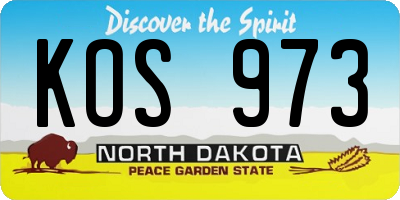 ND license plate KOS973