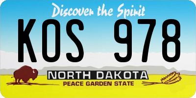 ND license plate KOS978