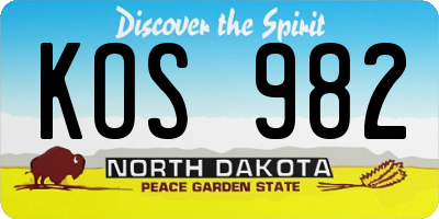 ND license plate KOS982