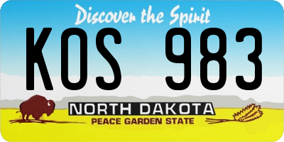 ND license plate KOS983