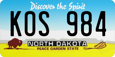 ND license plate KOS984