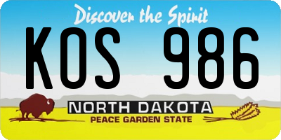 ND license plate KOS986