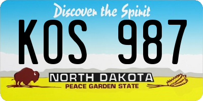 ND license plate KOS987