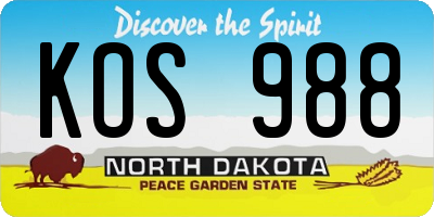 ND license plate KOS988