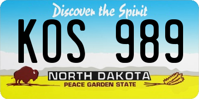 ND license plate KOS989