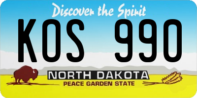 ND license plate KOS990