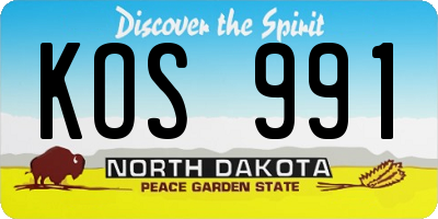 ND license plate KOS991