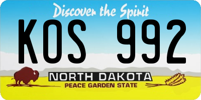ND license plate KOS992