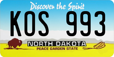 ND license plate KOS993