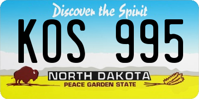 ND license plate KOS995
