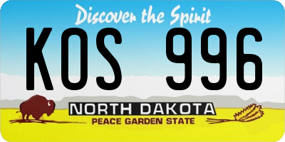ND license plate KOS996