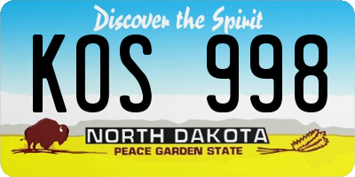 ND license plate KOS998