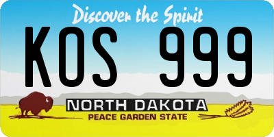 ND license plate KOS999