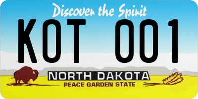 ND license plate KOT001
