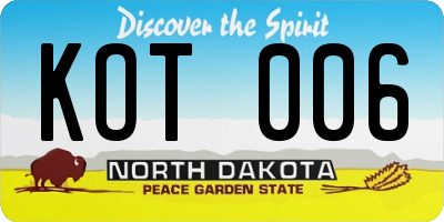 ND license plate KOT006